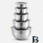 لگن استیل ۵ عددی - نمای جلو - طراحی و جزئیات کلیدی