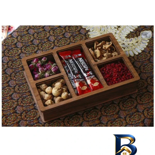 جعبه پذیرایی چوبی - نمای جلو - طراحی و جزئیات کلیدی