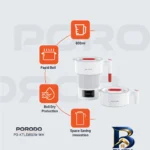 نمای کناری کتری برقی پرودو مدل PD-KTLD۸۵۰W-WH گنجایش ۰.۶ لیتر اصل عمق قاب و پروفایل