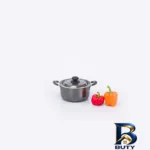 نمای بسته بندی قابلمه عروس با درب فلزی و بدنه گرانیتی برچسب و بسته بندی
