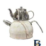 نمای بسته بندی ست کتری و قوری هوم لوکس مدل AL-۹۸۵۷B گنجایش ۳ لیتر گنجایش ۰.۷ لیتر اصل برچسب و بسته بندی