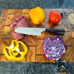 نمای بسته بندی سرویس چاقو آشپزخانه ۵ پارچه کوکینگ فلیم مدل SW Pro 5 برچسب و بسته بندی