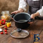 نمای بسته بندی قابلمه تکنو آنتیک با روکش گرانیت برچسب و بسته بندی