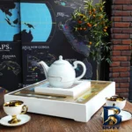 نمای بسته بندی جعبه چای کیسه ای مدل آراد با طراحی زیبا برچسب و بسته بندی