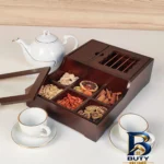نمای جلو جعبه چای کیسه ای مدل وارمر پله طراحی و جزئیات کلیدی