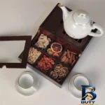 نمای جلو جعبه دمنوش و چای کیسه ای مدل وارمر پله کد 2001 طراحی و جزئیات کلیدی