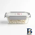 نمای بسته بندی ظرف نگهدارنده با بدنه شیشه ای پرفکت هوم مدلP۵۴۰۰ مناسب برای قرار دادن در یخچال و فریزر مجموعه ۳ عددی اصل برچسب