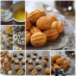 نمای بسته بندی قالب شیرینی به گز مدل گردو روسی با کیفیت برچسب و بسته بندی