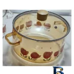 نمای بسته بندی قابلمه گل لاله با بدنه پیرکس و قابلیت شست شو برچسب و بسته بندی