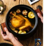 نمای بسته بندی قابلمه TEL سرامیکی با در دو دسته برچسب و بسته بندی