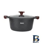 نمای بسته بندی سرویس قابلمه و تابه چدن گرانیت ۱۰ پارچه زانو مدل آجری برچسب و بسته بندی