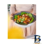 نمای بسته بندی سرویس قابلمه و تابه گرانیت ۱۹ پارچه تکنو مدل پروانه برچسب و بسته بندی