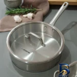 نمای بسته بندی سرویس قابلمه و تابه استیل ۸ پارچه عرشیا مدل SS۰۱۴-۲۷۶۷ اصل برچسب و بسته بندی