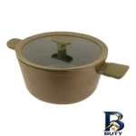 نمای بسته بندی قابلمه گرانیت لیدوما با روکش دو رو و دسته سافت تاچ برچسب و بسته بندی