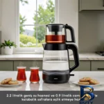نمای جزئیات چای ساز روی هم کاراجا مدل Glass Tea XL پرداخت و جزئیات مواد