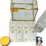 نمای جزئیات ست ادویه ۴ پارچه گلدن استار مدل 446 به همراه استند پرداخت و جزئیات مواد