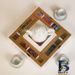 نمای جزئیات جعبه چای کیسه ای مدل آراد با طراحی زیبا پرداخت و جزئیات مواد
