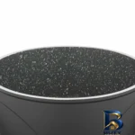 نمای جزئیات قابلمه گرانیت عروس ویکتوریا با در شیشه ای پرداخت و جزئیات مواد