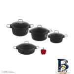 نمای جزئیات سرویس قابلمه و تابه گرانیتی ۸ پارچه دسینی مدل Ntop-Marula پرداخت و جزئیات مواد