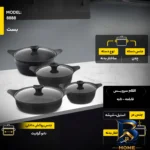 نمای جزئیات سرویس قابلمه 8 پارچه بست مدل 8888 با طراحی مناسب پرداخت و جزئیات مواد