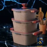 نمای جلو سرویس قابلمه ۶ پارچه زیو مدل Z-۸۳۵۰ اصل طراحی و جزئیات کلیدی