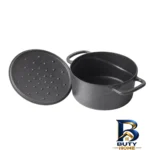 نمای جزئیات قابلمه چدن نالینو مدل Feleti با روکش دیسکاور پرداخت و جزئیات مواد