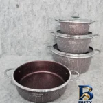 نمای جزئیات سرویس تابه و قابلمه گرانیت ۷ پارچه هلنا مدل زیگما پرداخت و جزئیات مواد