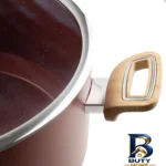 نمای جزئیات سرویس قابلمه و تابه گرانیت ۱۷ پارچه ام جی اس مدل D پرداخت و جزئیات مواد