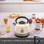 نمای کناری کتری برقی کاراجا مدل Retro 2202 با گنجایش 1.7 لیتر پروفایل و ساختار