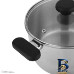 نمای کناری قابلمه استیل ایکیا با دو دسته و روکش شیشه ای پروفایل و ساختار