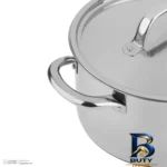 نمای کناری قابلمه استیل ایکیا با کفه سه لایه و طراحی مناسب پروفایل و ساختار