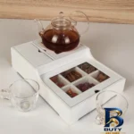 نمای جزئیات جعبه دمنوش و چای کیسه ای مدل وارمر پله کد 2001 پرداخت و جزئیات مواد