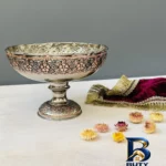 نمای سرو ست پذیرایی مسی مدل قلم زنی کد ZH۳۲۰.۱۴ مجموعه چهار عددی اصل ایده سرو کاسه تنقلات