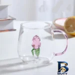 نمای کناری لیوان مدل گلدار بروسیلیکات کد 1369n 2666 بسته دو عددی پروفایل و ساختار