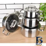 نمای کناری سرویس قابلمه و تابه استیل ۸ پارچه کرکماز مدل SILVERA کد 2788 پروفایل و ساختار