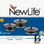 نمای کناری سرویس گرانیتی قابلمه و تابه 6 پارچه نیولایف مدل افرا 6306 پروفایل و ساختار