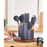 نمای پخته سرویس ملاقه و کفگیر ۱۴ پارچه کاراجا مدل BURBY GRI بافت برنج پخته