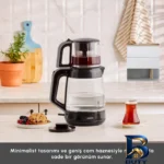 نمای کناری چای ساز روی هم کاراجا مدل Glass Tea XL پروفایل و ساختار