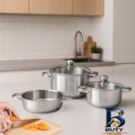 نمای جلو سرویس پخت و پز ۵ پارچه پارس استیل مدل طراحی و جزئیات کلیدی