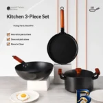 نمای جلو سرویس چدنی قابلمه و تابه ۵ پارچه مدل Love Cooking طراحی و جزئیات کلیدی