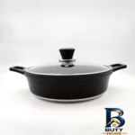 نمای جلو سرویس قابلمه و تابه گرانیتی ۱۶ پارچه نیولایف مدل AFRA-۶۳۱۶ اصل برچسب کیسه و وزن
