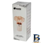 نمای جلو سرویس ملاقه و کفگیر 10 پارچه شاهین مدل SHN 1032 برچسب کیسه و وزن