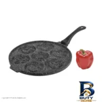 نمای بسته بندی تابه چدن نالینو با قابلیت پخت پنکیک و دستگیره جداشونده برچسب و بسته بندی
