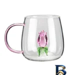 نمای بسته بندی لیوان مدل گلدار بروسیلیکات کد 1369n 2666 بسته دو عددی برچسب و بسته بندی