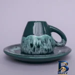 نمای بسته بندی فنجان و نعلبکی روا سرام مدل قهوه خوری باکیفیت برچسب و بسته بندی