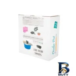 نمای بسته بندی قابلمه عروس دیاکو با روکش گرانیت و در شیشه ای برچسب و بسته بندی