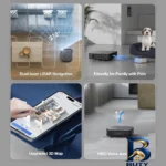 نمای کناری جارو رباتیک اکووکس مدل X۲ COMBO اصل عمق قاب و پروفایل