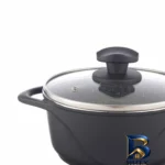 نمای بسته بندی قابلمه گرانیت عروس مدل ویکتوریا با در شیشه ای برچسب و بسته بندی