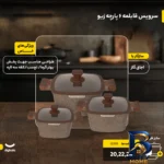 نمای کناری سرویس قابلمه ۶ پارچه زیو مدل Z-۸۳۵۰ اصل پروفایل و ساختار