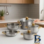 نمای بسته بندی سرویس پخت و پز ۸ پارچه پارس استیل مدل 001 برچسب و بسته بندی